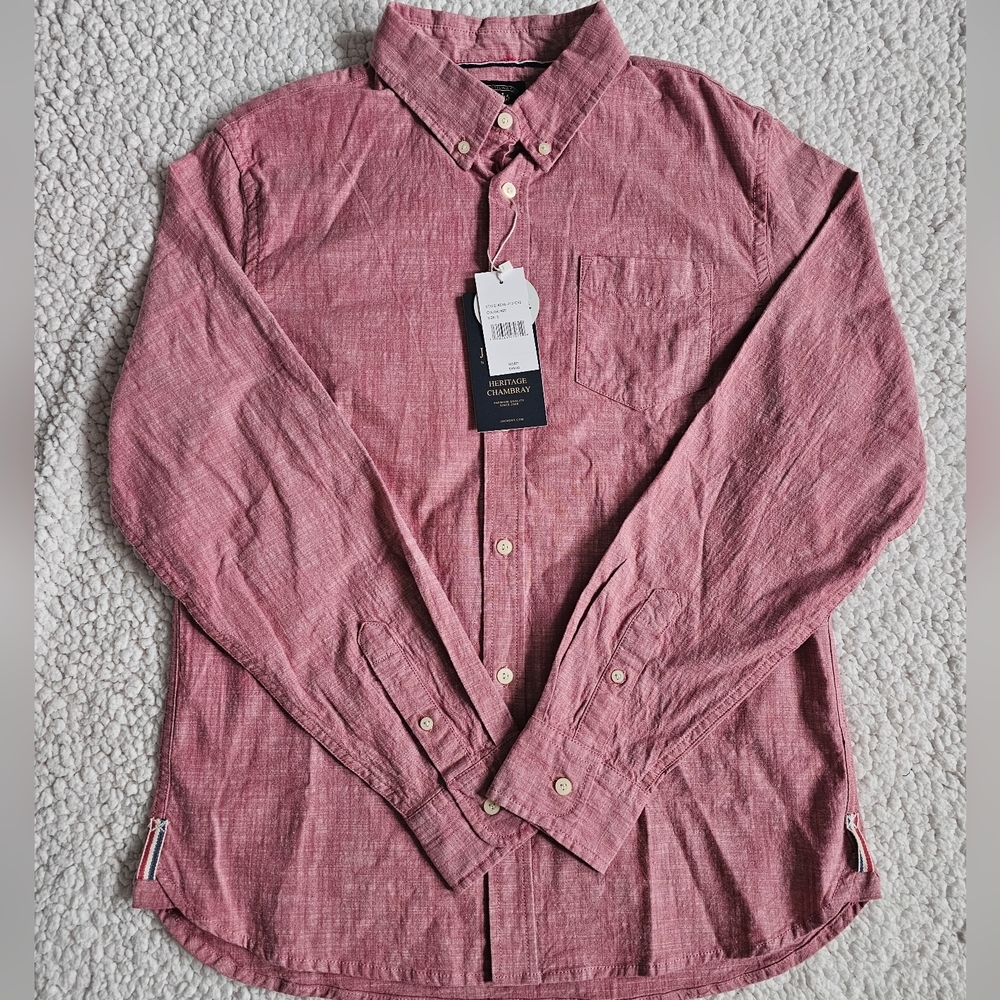 Jachs NY Chambray Mens Cotton Button Shirt Full Sleeve Mens Shirt, Sun Dried S